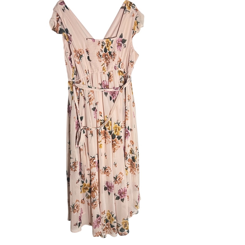 Torrid Blush Pink Floral Chiffon Hi-Lo Dress Plus Size 2X - Picture 7 of 8